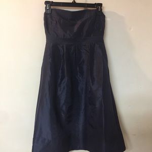 J Crew blue silk strapless dress w/pockets Size 2